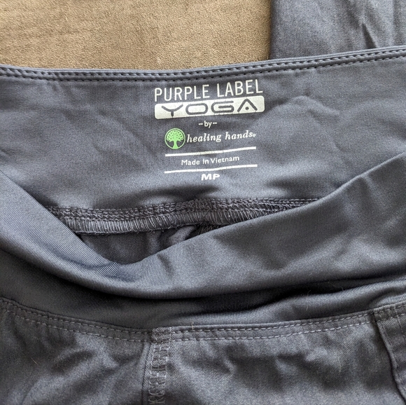 Medium petite pewter healing hands purple label yoga pants scrubs - Picture 2 of 2